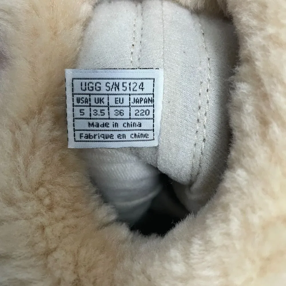 UGG Australia Boots Womens Size 5 Tan Leather‎ Mid Calf Winter Shearling